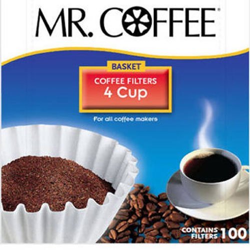 Mr. Coffee Basket Coffee Filters, 4 Cup, White Paper, 100Count Boxes