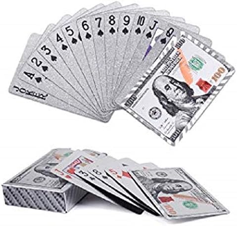 Mr. Gadget solutions® Dollar Silver Playing Cards Silver Plated Game Poker Gift