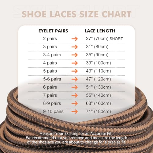 Image of Stepace 2 Pairs Round Heavy Duty Boot Laces for Hiking and Work Boots