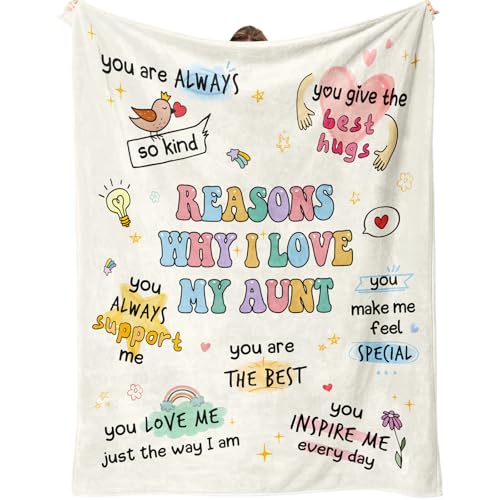 Flpoxzd Aunt Gifts Aunts Birthday Gifts Auntie Gift for Women Gift for Aunts from Niece Nephew Best Auntie Ever Present Ideas for Christmas Mothers Day to My Auntie Throw Blanket 60x50