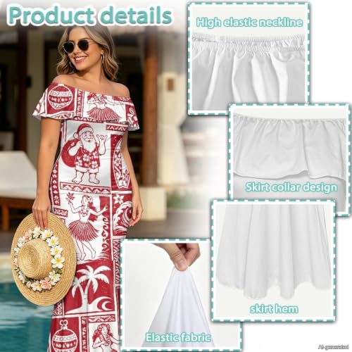 Image of Polynesian Dresses for Women Off Shoulder Maxi Dress Puletasi Samoan Dresses S-7XL