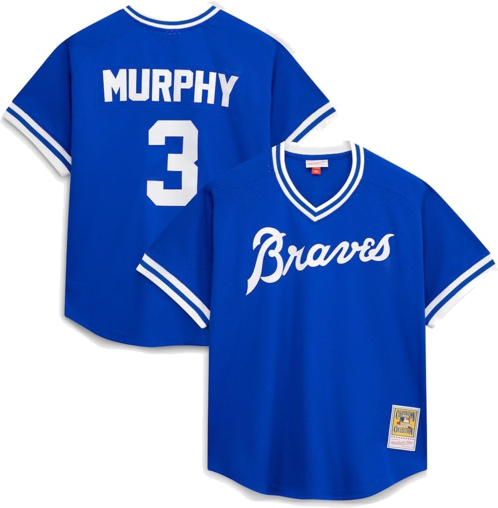 Mitchell & Ness Dale Murphy Atlanta Braves Authentic Blue Mesh Batting Practice Jersey (US, Alpha, X-Large, Regular, Regular, Blue)