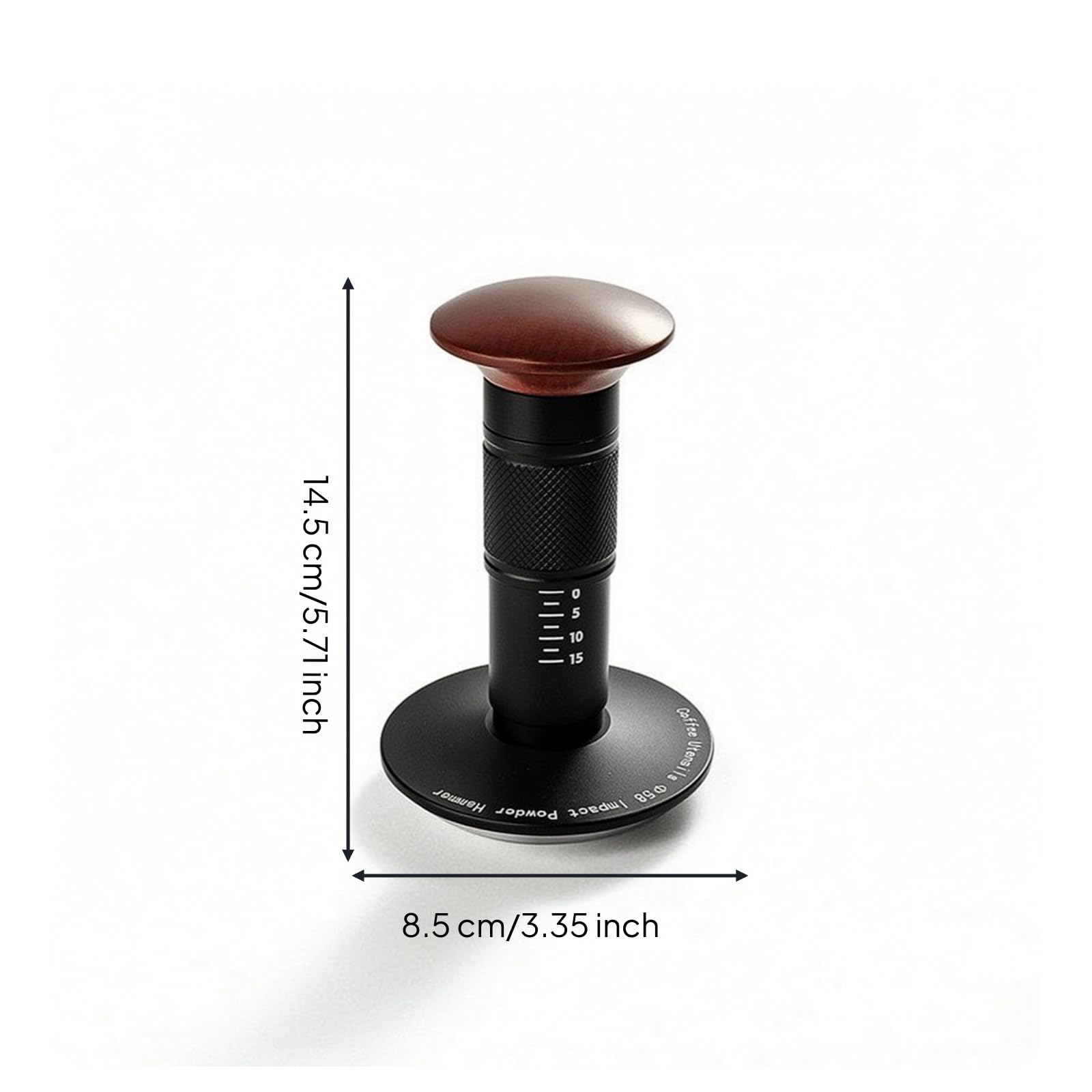 Coffee Tamper de Presión Regulable Diseño Ergonómico Base Circular y Cuerpo en Madera Adecuado para Uso Doméstico y Cafeterías, 58mm