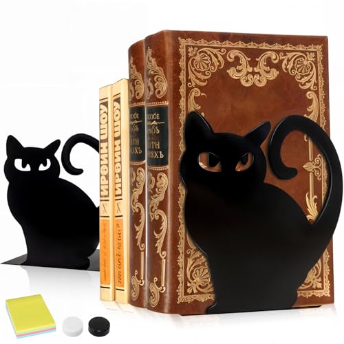 DARUITE Sujeta Libros, 1 par de Sujeta Libros Estanteria de Gato Negro,...