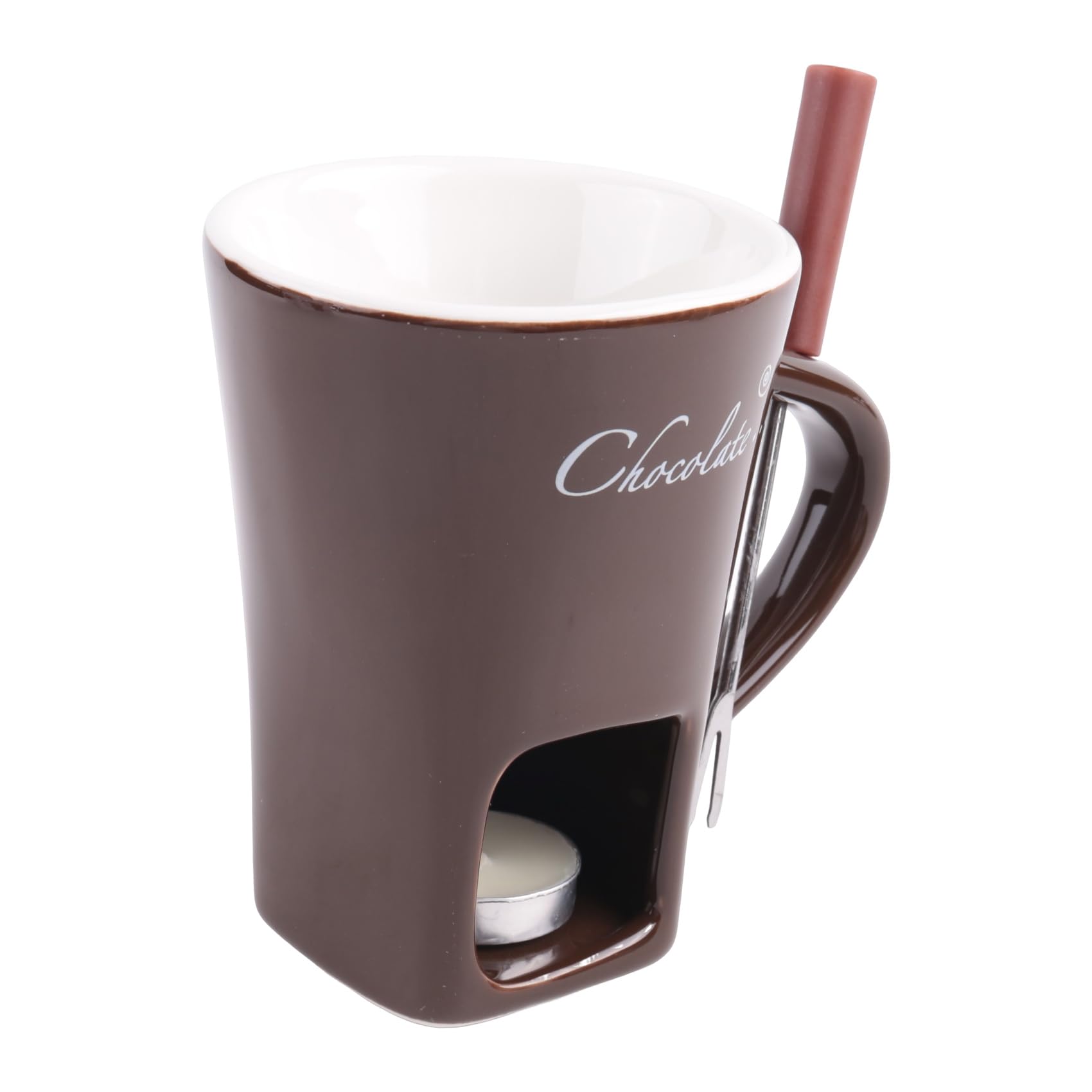 Vjsujehgy Fondue Mug Set Chocolate Cheese Milk Cream Making Set Single Butter Melter Baking Cup Candlestick Brown