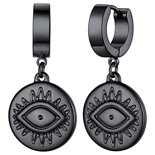 FaithHeart Leaf Huggie Hoop Earrings for Women, Sterling Silver/Stainless Steel Lightweight Hoop Earrings Hypoallergenic Small Huggie Hoops Jewelry Gifts Leaf - Black Stainless Steel