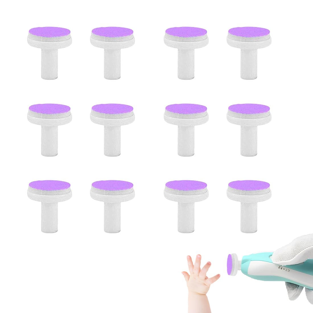 12 Pcs Cuscinetti Elettrici Di Ricambio Per Tagliaunghie Adatti Per Teste Tagliaunghie Per Bambini 6 Mesi In Su, Per Lime Per Unghie Standard Per Bambini