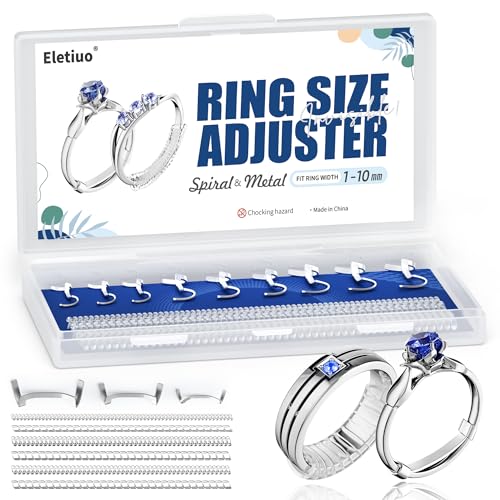 15-Pack Silver Ring Size Adjuster & Reducer,Invisible Sizer Set for Loose Rings,2 Styles 6 Sizes Spiral & 3 Sizes Metal Guard, Stop Rings from Falling Off for Men and Women