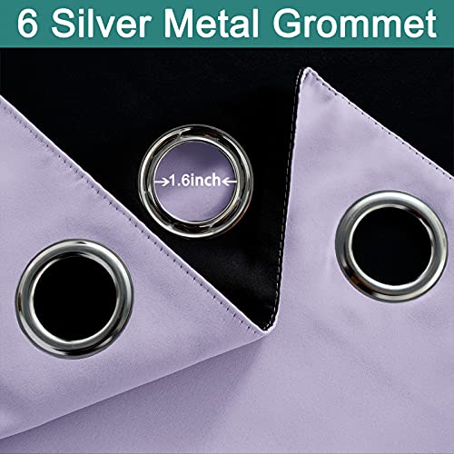 Image of Yakamok 63 Inch Length 100% Blackout Curtains for Bedroom, 2 Thick Layers Thermal Insulated Grommet Total Blackout Drapes with Black Liner for Living Room (42Wx63L,Lilac, 2 Panels)