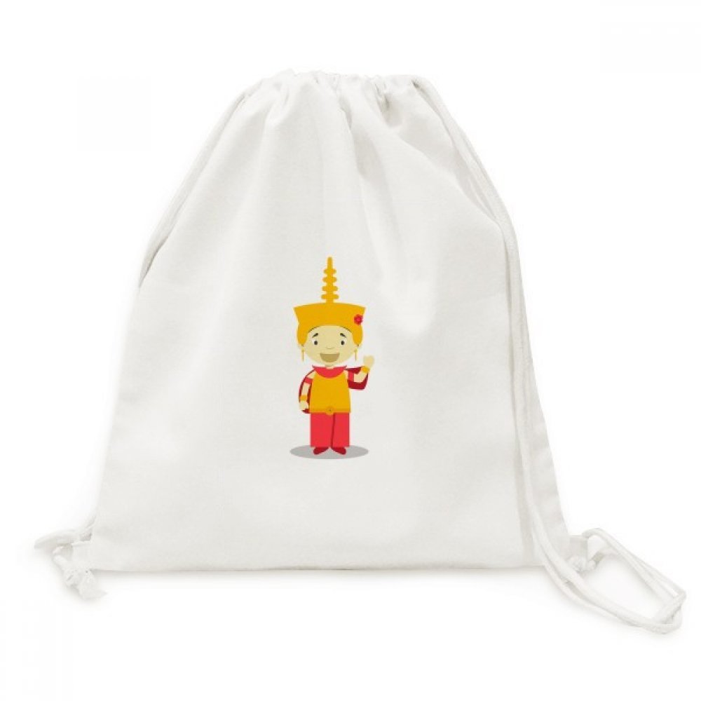 Drawstring Backpack Jaune Cambodge Sac à Dos Toile en Cordon - 5