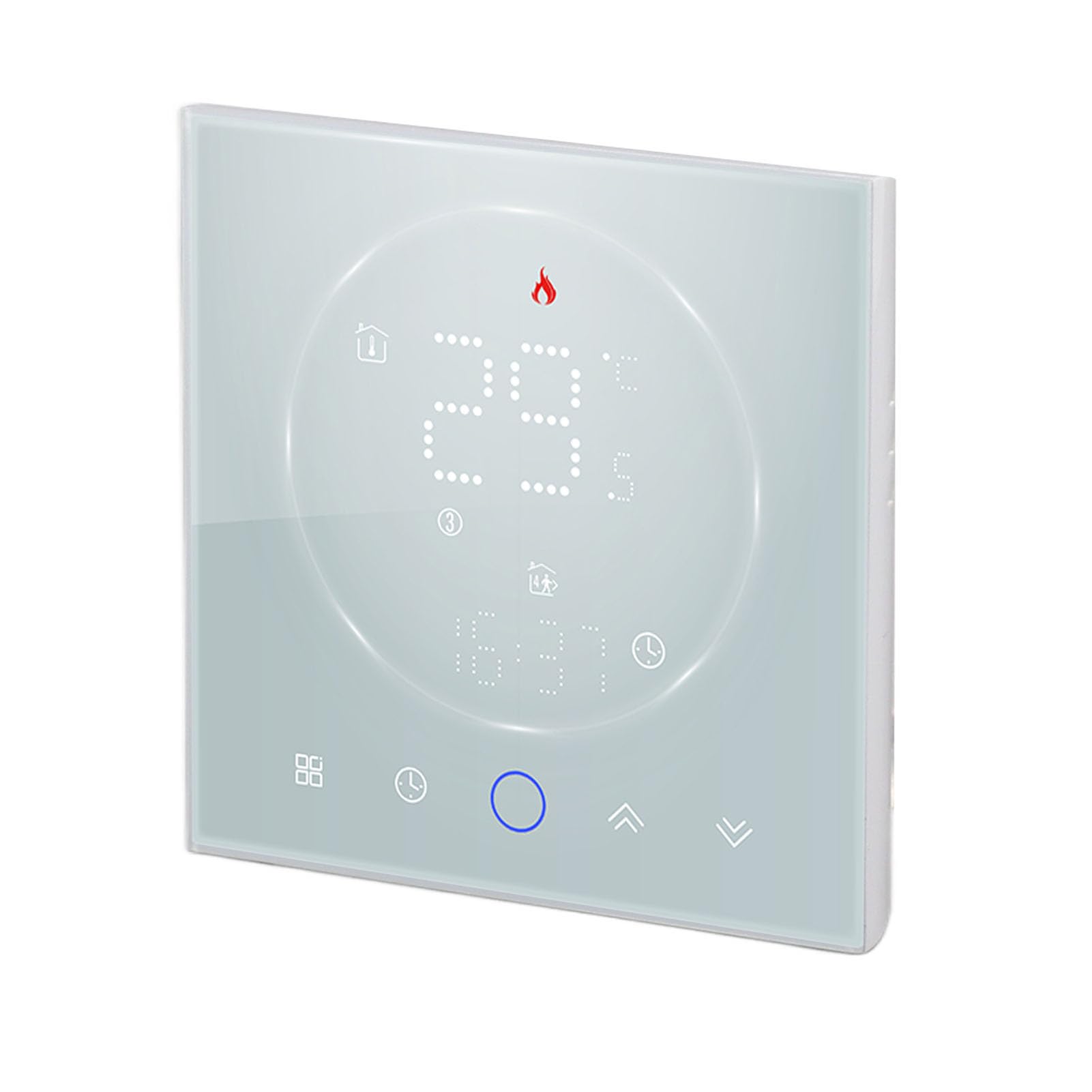 Eujgoov Inteligentny Termostat, Programowalny Termostat LED, Dokładna Kontrola Temperatury, Ekran Dotykowy, montaż Naścienny do Domu i Biura (WHITE)