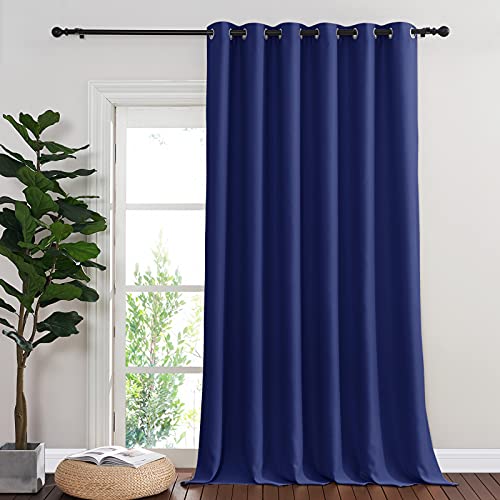 NICETOWN Sliding Glass Door Curtain Panel, Home Decoration Privacy & Noise Reducing Room Divider for Shared Apartment (1 Piece, Dark Blue, W80 x L108)