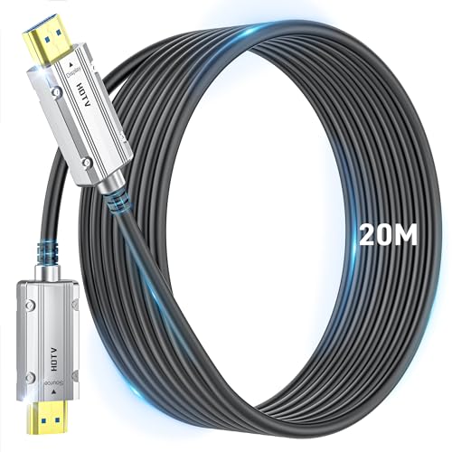 8K 光ファイバー HDMI 2.1ケーブル 20M HDMI ケーブル 48Gbps 超高速伝送 信号無損失 長距離配線 8K@60Hz/4K@120Hz 7680*4320の下位互換性 Dynamic HDR HDCP 2.2 & 2.3 eARC PS5 Xbox Series X PC TV用(20m)