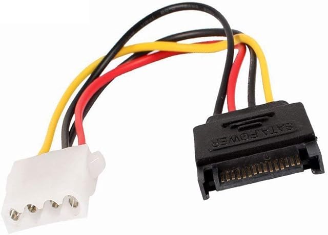Saim 20cm 4 Pin Female IDE/Molex to 15 Pin SATA Male Power Adapter Cable