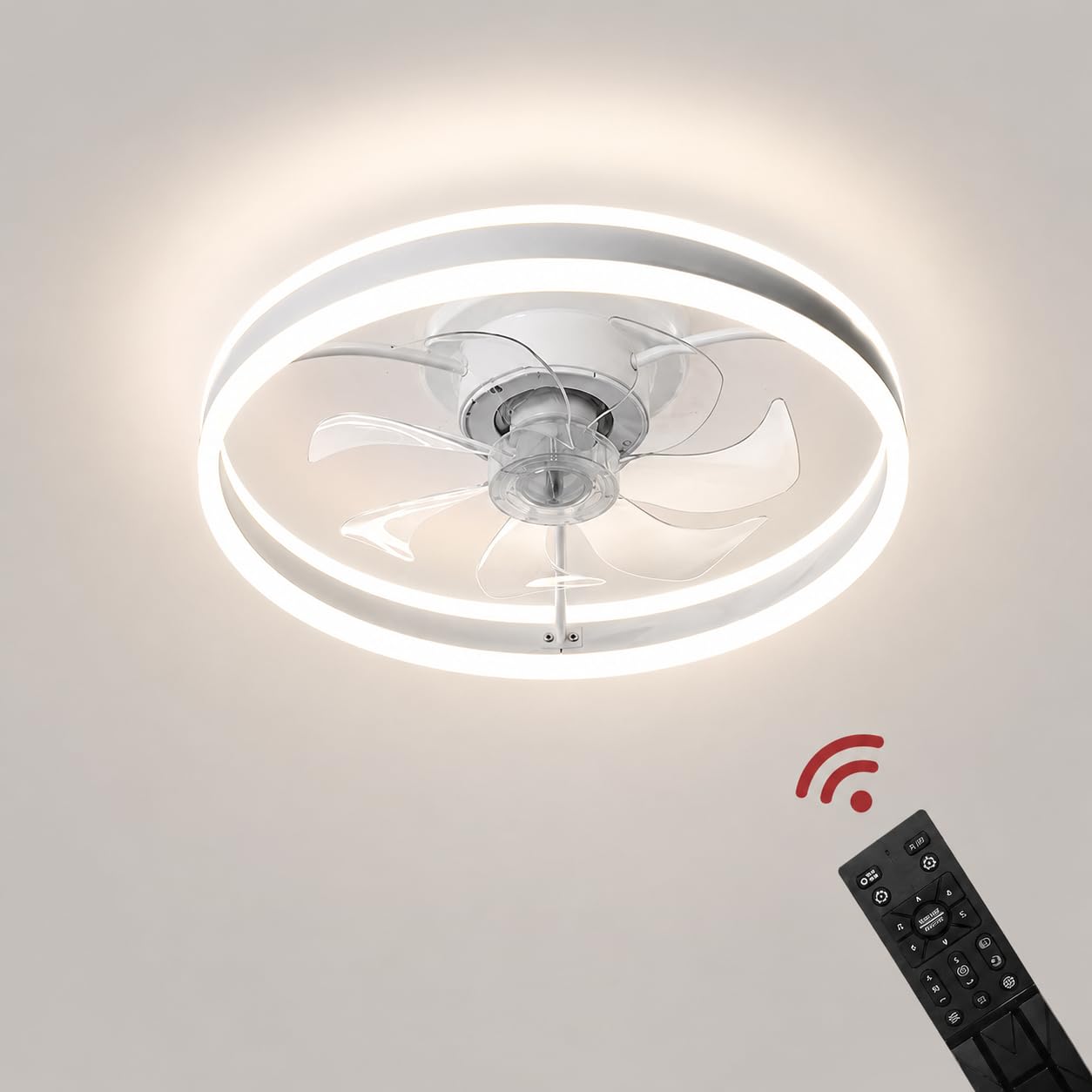 Deckenventilator mit LED Beleuchtung D3305 Deckenlampe Ø 50cm 96W Fernbedienung Lichtfarbe/Helligkeit einstellbar dimmbar LED Deckenleuchte fan light ceiling (D3305)