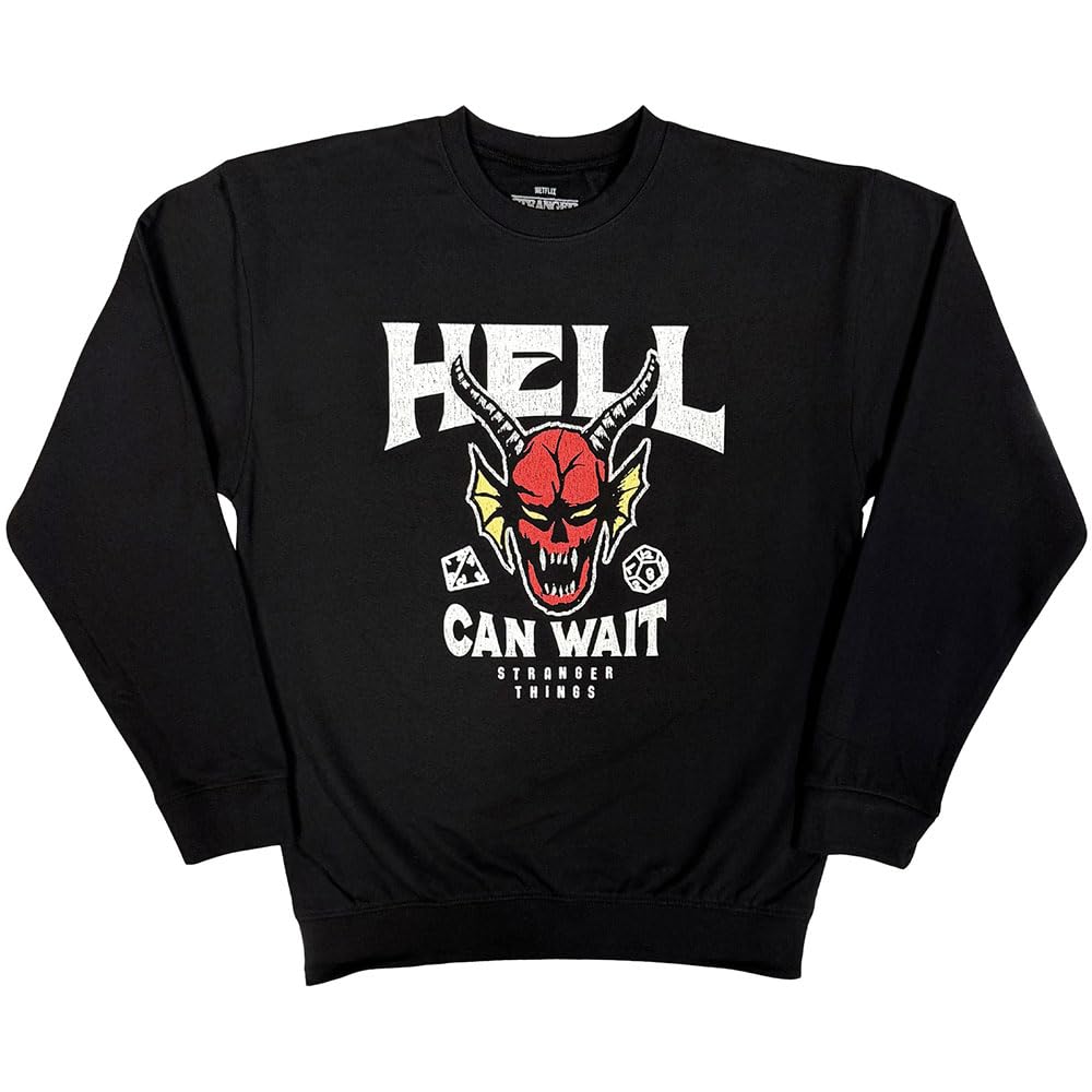Paradiso Clothing Unisex Black Stranger Things Hell Can Wait Sweatshirt - L