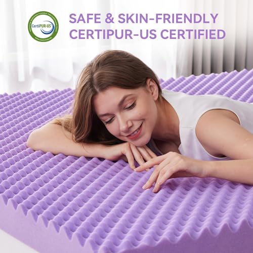 Image of SINWEEK 2 Inch Egg Crate Cooling Gel Memory Foam Mattress Topper Full Size, Soft Mattress Pad for Back Pain Relief, Bed Topper, CertiPUR-US Certified