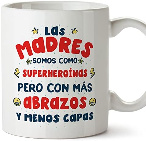 MUGFFINS Tazas para MADRE/MAMÁ - En Español - Madres como superheroínas - 11 oz / 330 ml - Regalo original y divertido
