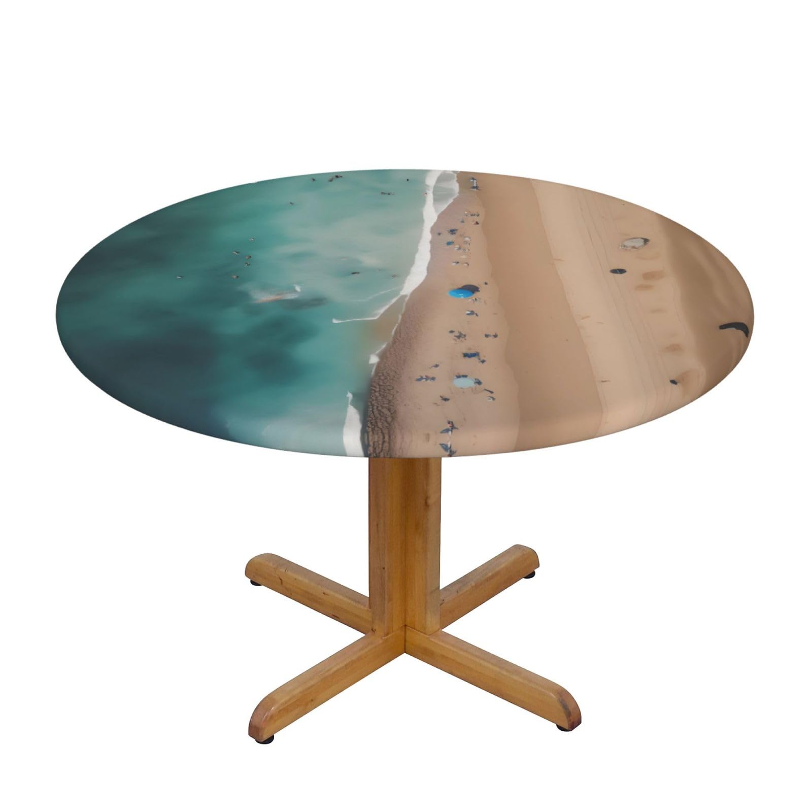 ZQYTGFDC Aerial view of the beach M Decorative Round Tablecloth Waterproof Anti Stain Oil Proof Size for 40 50 inch
