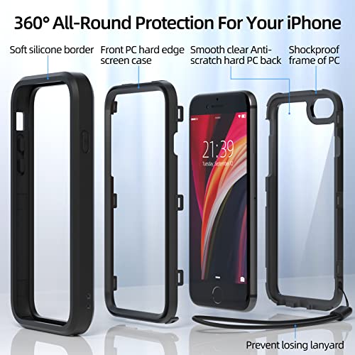 Wxr For Iphone Se Case 2022/2020,Iphone 8/7/6S/6 Case,Soft Silicone Bumper & Crystal Clear Hard Pc Back And Inner,3In1 Heavy Dropproof Case For Iphone Se 3Rd/2Nd 4.7 Inch. (Black) #TOP2