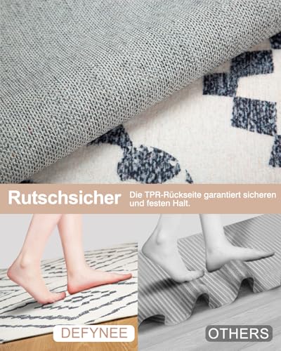 DEFYNEE Schmutzfangmatte 60 x 90 cm, rutschfeste Türmatte für Eingang, Haustür & Flur, Wasserabweisend, Maschinenwaschbar, Ideal für Hund & Haustiere, Marineweiß/Schwarz