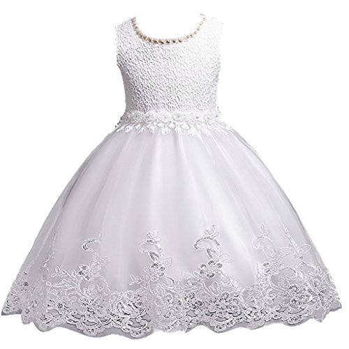 DreamHigh Flower Girl's Floral-Embroidered Pearl Embellished Evening Dress Up 3-10Y