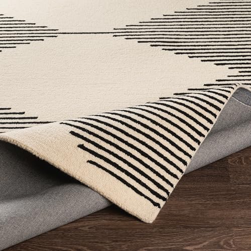 Image of Hand Tufted Wool Carpets Anti Shedding Rug Modern Carpets for Living Room Size 8x11 Feet
