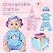 HUITEM Baby Doll Stroller Toys Set, 17 PCS Baby Doll Accessories Stroller Toys with Baby Dolls,2 Sets Doll Clothes, Playpen, Handbag, Feeding Nursery Pretend Play Gifts for Girls Toddlers 3 4 5