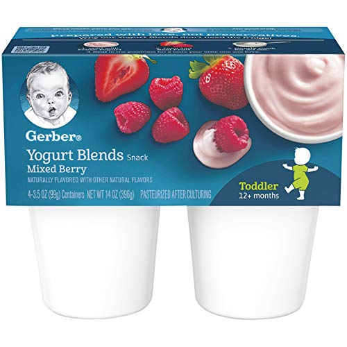 Gerber Yogurt Blends Snack, Mixed Berry, 4-Count, 3.5-Ounce Cups (Pack of 6)