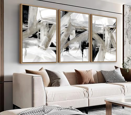 NINEASO Bold Abstract Framed Wall Art – Striking Black White