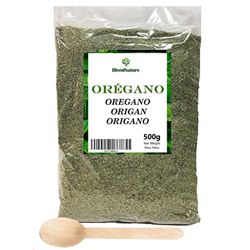 Oregano en hojas a Granel 500g – 100% natural y Vegano – Ideal para Pastas Pizzas y para aromatizar Carnes - Regalo cuchara Dosificadora