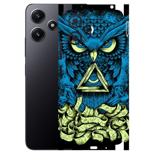 Image of AtOdds - Full Body Back Screen Guard Protector Film - Lamination Wrap Skin Sticker Compatible with REDMI 12 (5G) | Scratchproof Matte Finish (Design - Blue Owl)