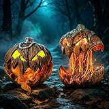 NKFBEV Halloween Animatronic Kürbis Offenem Mund, Halloween Deko Kürbis Gou-rdos Animatronic, Halloweens Horror KürbisKopf mit Stimmaktiviertem Heben, Halloweens Kürbiss Animiert für Spukhäuser, Party
