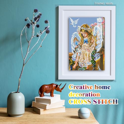Image of 72018 Angel of Peace ROSTITCHCross Stitch Kits, 11CT Counted Cross Stitch Kits for Adults, Stamped Cross Stitch Patterns Needles Supplies, Beginner Embroidery Kit for Adults 12x16inch