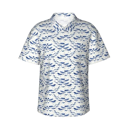 Chemise hawaïenne homme légère et respirante à manches courtes motif baleine