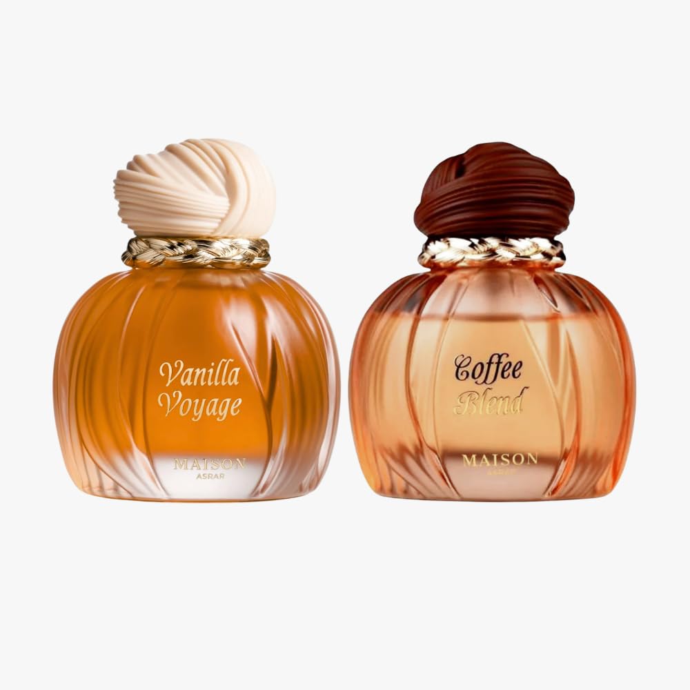 MAISON ASRAR Perfumes Bundle MINI Travel Size Vanilla Voyage and Coffee Blend Eau de Parfum Fragrance Spray for Women 25ml / 0.84 fl oz