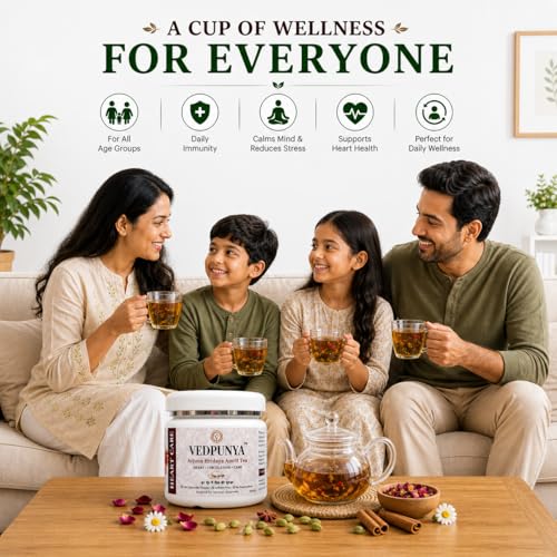 Image of Vedpunya Arjuna Hridya Amrit Herbal Tea | Ayurvedic Heart Wellness Support Blend | Caffeine Free | Natural Daily Wellness Tea | 100g