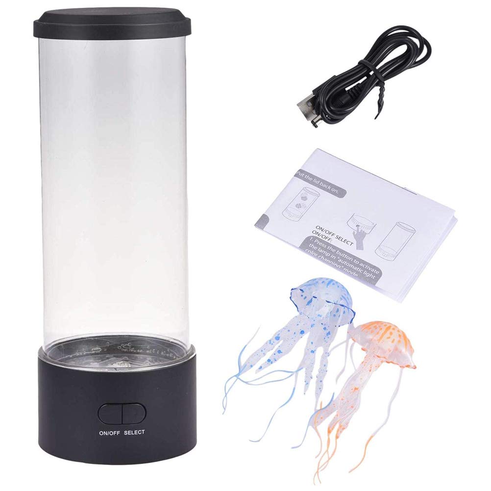 Lámpara de Lava de Medusas, Lámpara de Medusas LED Regalo de Luz de Noche de Estado de ánimo para la Decoración de la Oficina en el Hogar (Negro)