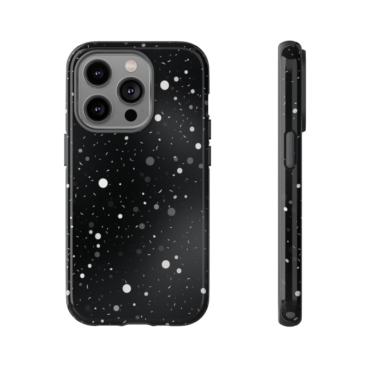 Coque rigide brillante texture spatiale iPhone 14 Pro finition noire - 5