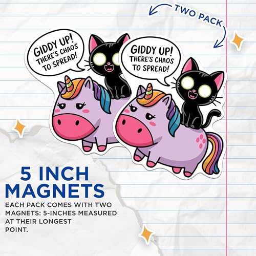 Imanes divertidos gato en unicornio, pack 2, 5 pulg miniatura 3