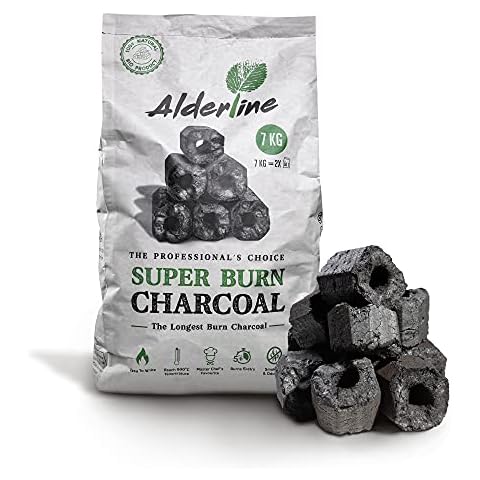 Alderline Superburn Charcoal - Natural Restaurant Grade BBQ Charcoal Briquettes for Extra Long Barbecue Cooks (1 bag) Cover