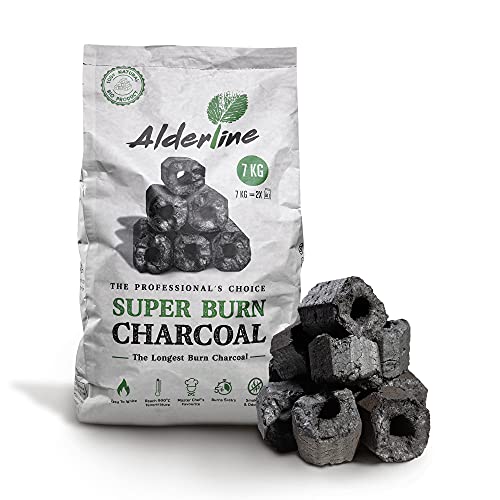 Alderline Charcoal Briquettes 7kg, Natural Grilling, Long Burn
