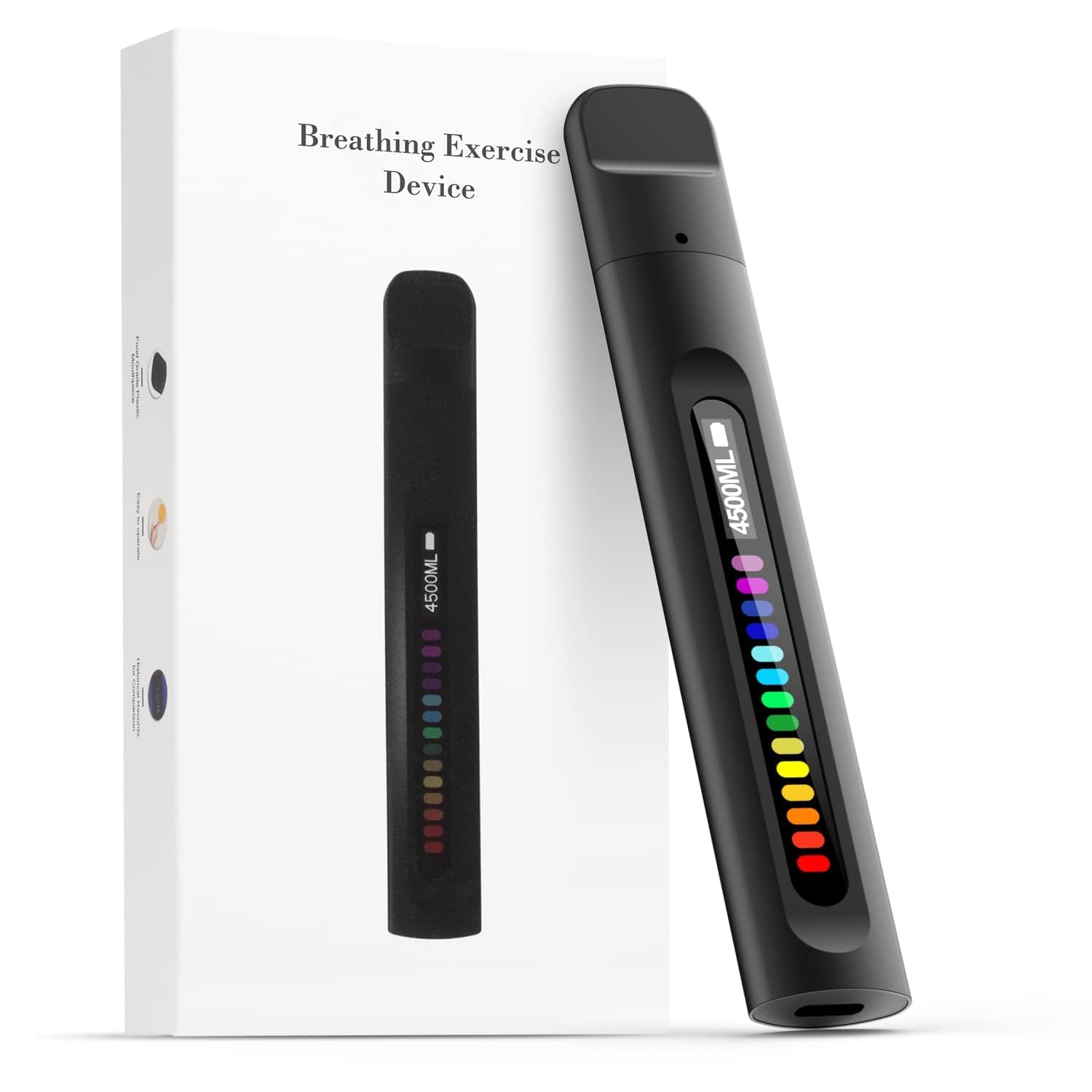 breathing exercise device, breathing lung recovery exerciser, compact guided portable breathing trainer, real-time result display, improve fitness sleep, excellent for athletes normal people