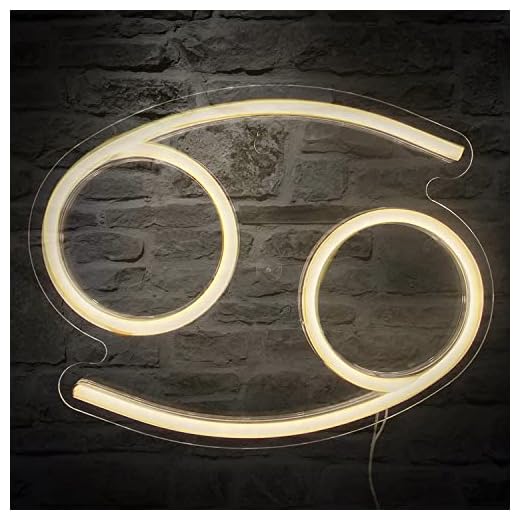 Zodiac Horoscope Sign - Cancer Neon Signs for Wall Decor，Constellation Neon Light Powered by USB, Astrology Birthday Gifts, Warm White Color,11"*8.7"*0.5"