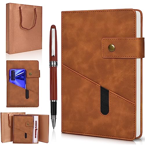 vfaejll A5 Lined Leather Journal Notebook,Hardcover Journal Set with Pen and Gift Box,100Pages 100gsm Thick Ruled Paper Daily Diary for Men Women School,Travel,Business,Work,Writing 5.9' X 8.4'