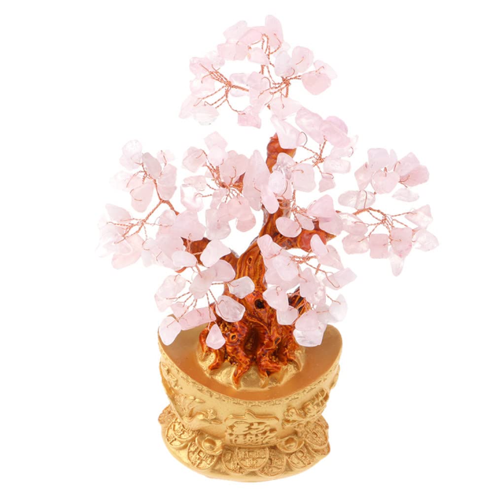 Arbre de Richesse Feng Shui Cristal Rose pour Chasser le Stress