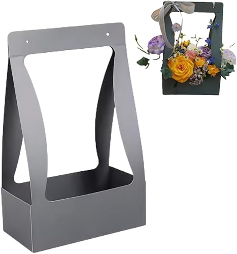 Miniatura 8 de BBJ Craft Bolsas de regalo de papel para ramo de flores, ramo de floristería, bolsa de embalaje con asa, 5 unidades (blanco)