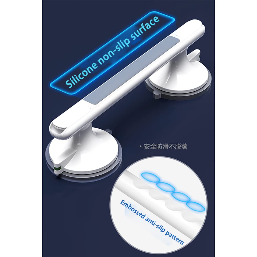 1 barra de agarre de baño con ventosas, pasamanos de seguridad para ancianos, barandilla de ducha móvil, para discapacitados, inodoro, 33 cm, ABS, resistente, 110 kg (azul, 2 unidades)