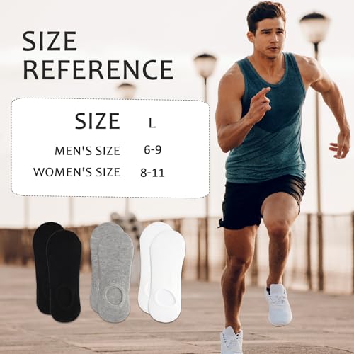 panthra 9 Pairs Cotton No Show Socks Men and Women, Socks for Flats, Low-Top Invisible Non-Slip Design, Solid Color, Easy to Match, Washable and Reusable, for Sports Shoes(Black/White/Gray)3