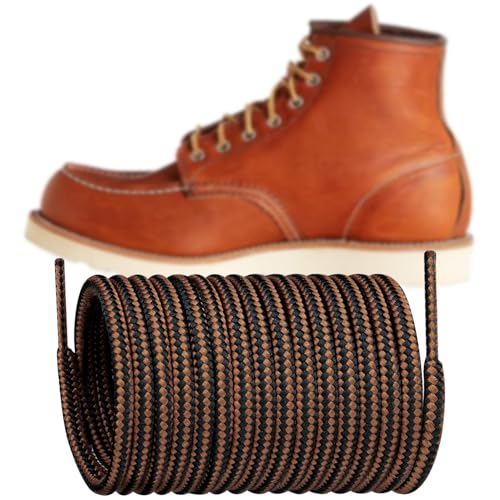 Endoto Boots Shoe Laces for Red Wing Work Hiking Hunting Round Replacement Shoelaces(Color:Black&Brown,Size:54Inch)